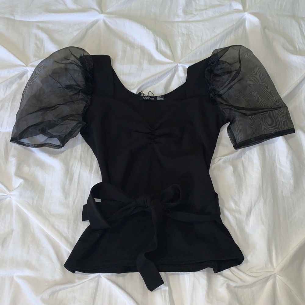 Mesh Sleeve short sleeve top
